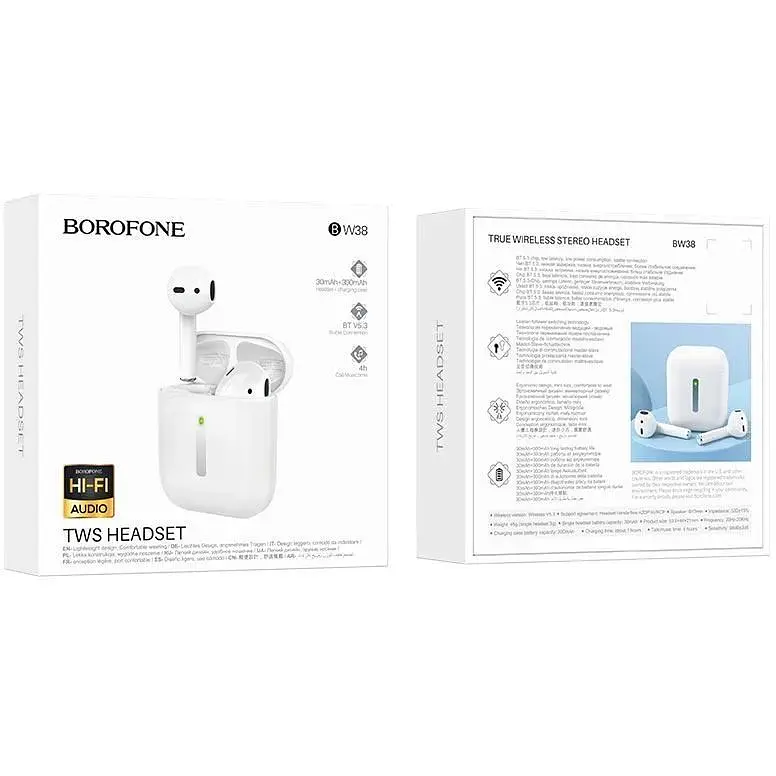 Наушники Borofone BW38 Joy true wireless BT headset  белые до 4 часов - фото 9