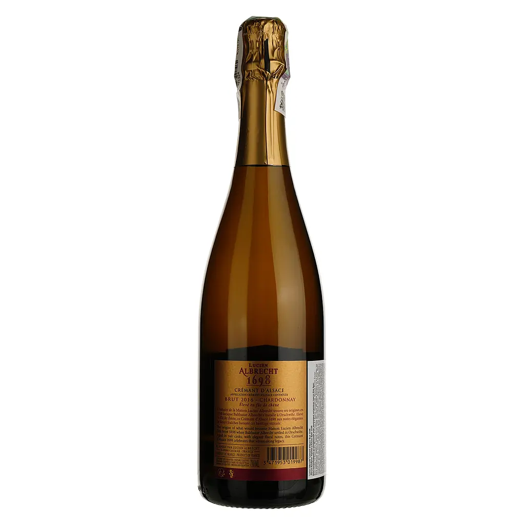 Вино игристое Lucien Albrecht Crémant d’Alsace Brut 1698, белое, брют, 12%, 0,75 л - фото 2