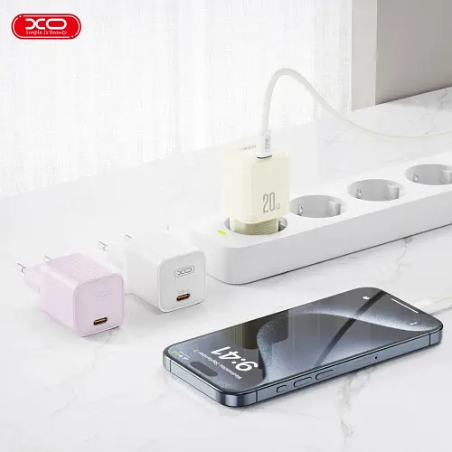 Сітчастий зарядний пристрій XO L146(EU) PD20W Single USB-C Charger Фіолетовий - фото 5