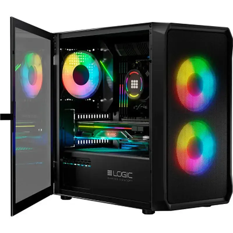 Корпус для ПК Logic concept PORTOS MESH+GLASS ARGB fans 3x120mm BLACK (AM-PORTOS-10-0000000-0002) - фото 12