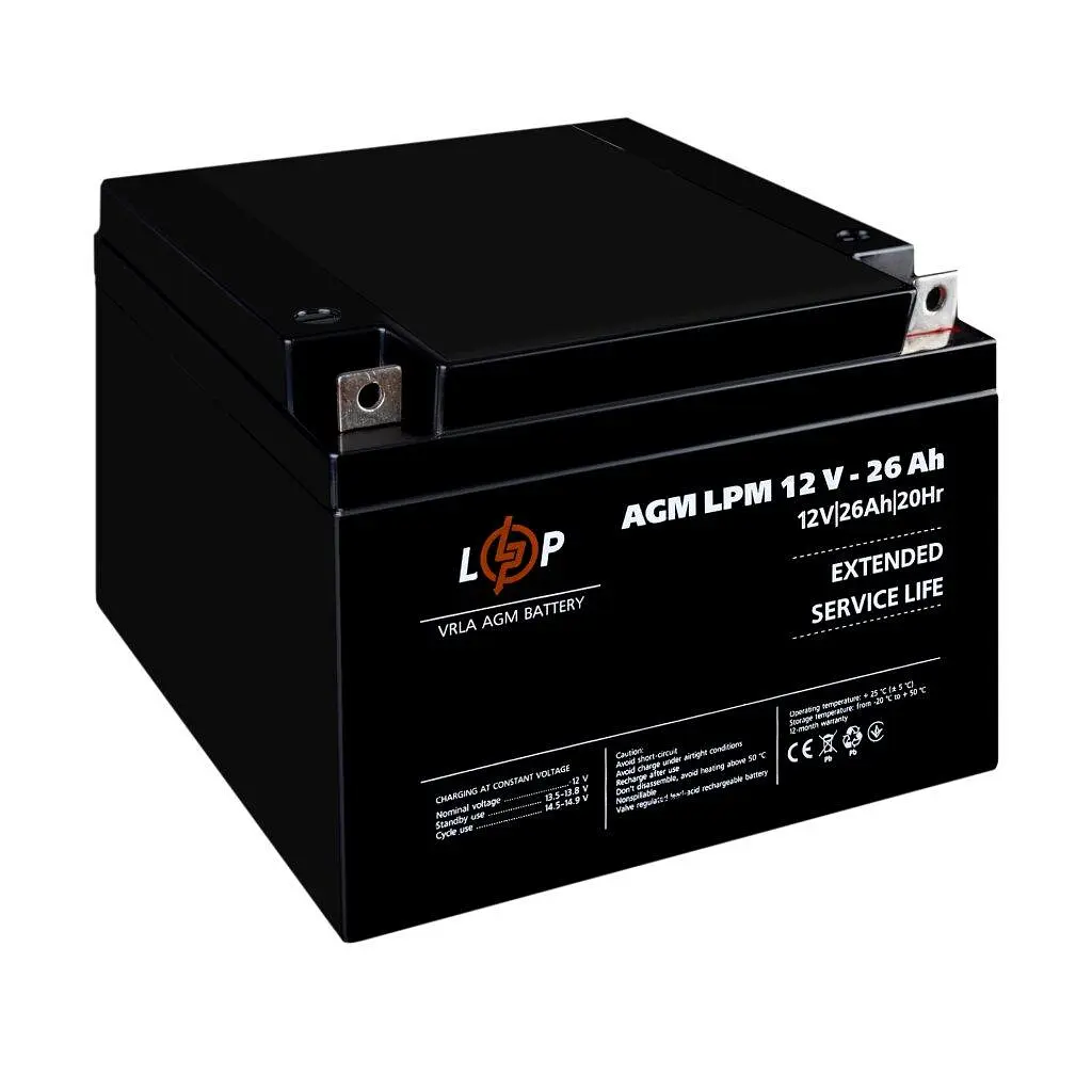 Аккумулятор гелевой LogicPower AGM (LPM) 12V - 26 Ah (LP-4134) - фото 2