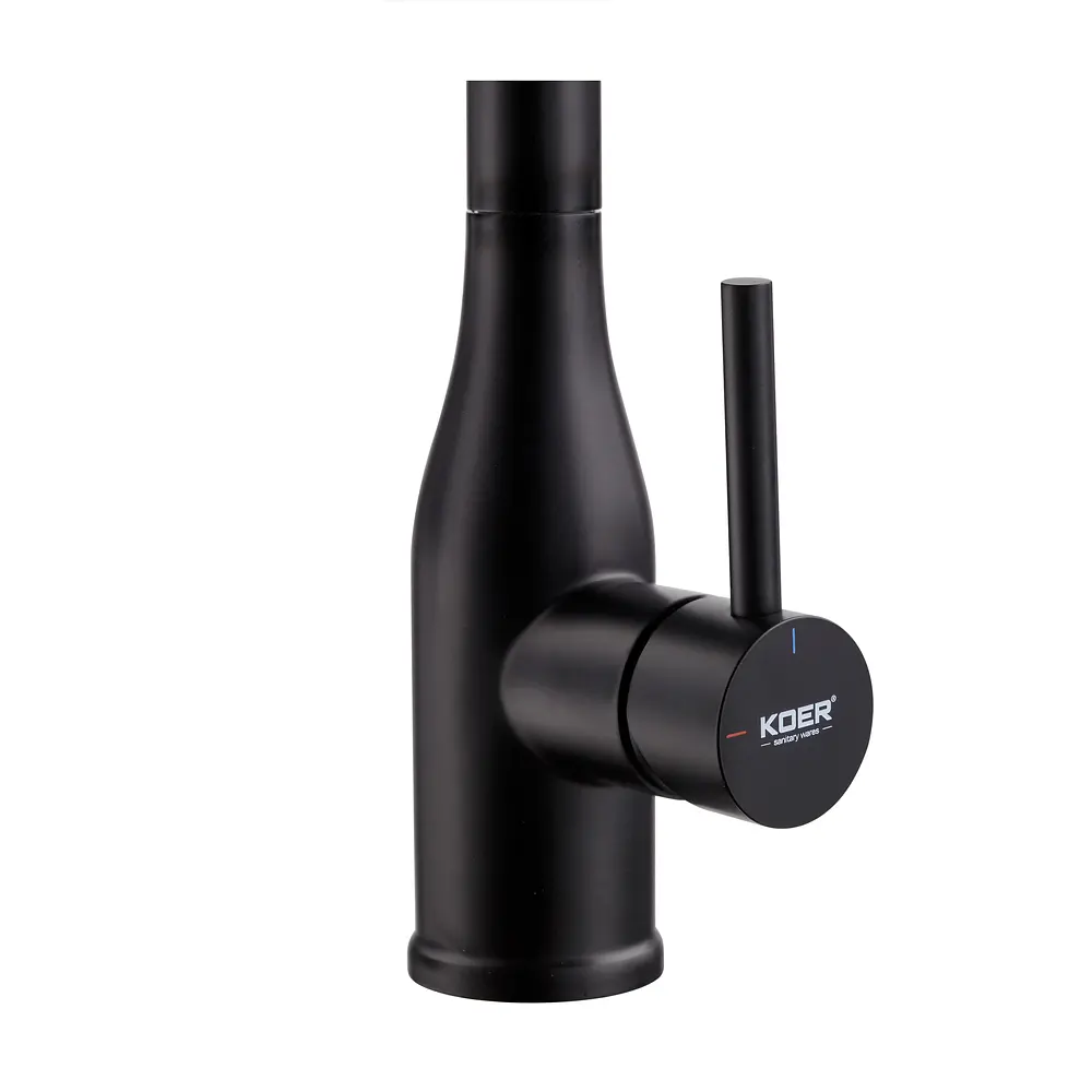 Смеситель для кухни Koer KI-70026-05 с черным силиконовым изливом KR5210 Черный матовый - фото 7