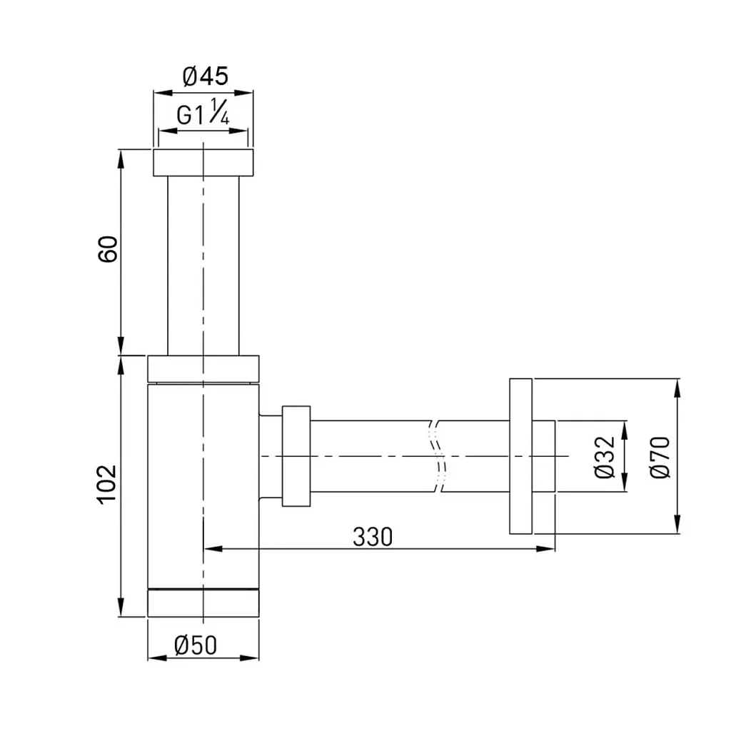Сифон для раковини циліндричний Globus Lux GS-32-105-00 - фото 8