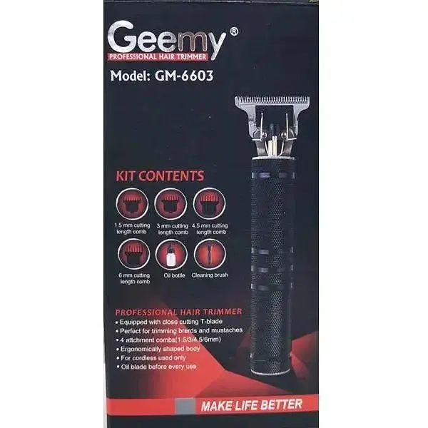 Професійна бездротова машинка для стриження волосся Geemy Gm 6603 машинка для волосся бороди (чорна) - фото 3