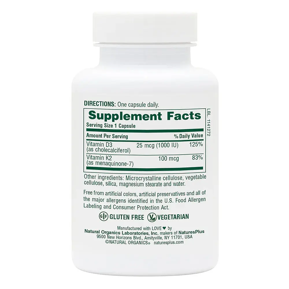 Вітаміни та мінерали Natures Plus Vitamins D3 + K2 90 капсул - фото 2