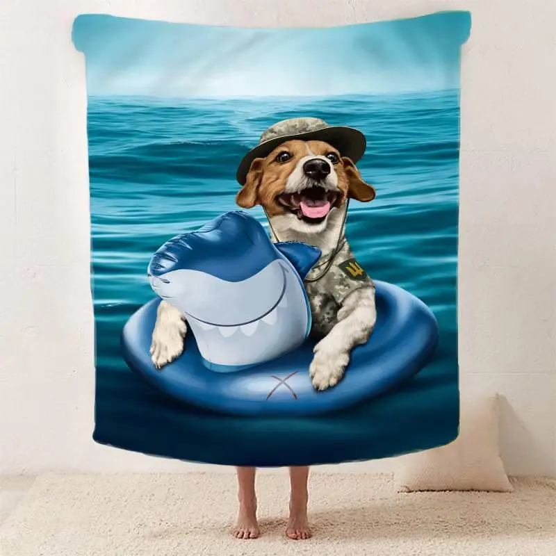 Плед патриотический 3D Пес Патрон на море 2591_B 12118 135х160 см - фото 2