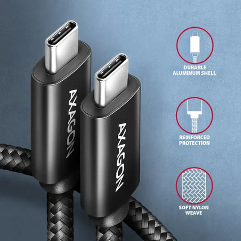 Дата кабель USB-C to USB-C 3.0m USB 2.0 PD 240W 5A black AXAGON (BUCM2-CM30AB) - фото 4