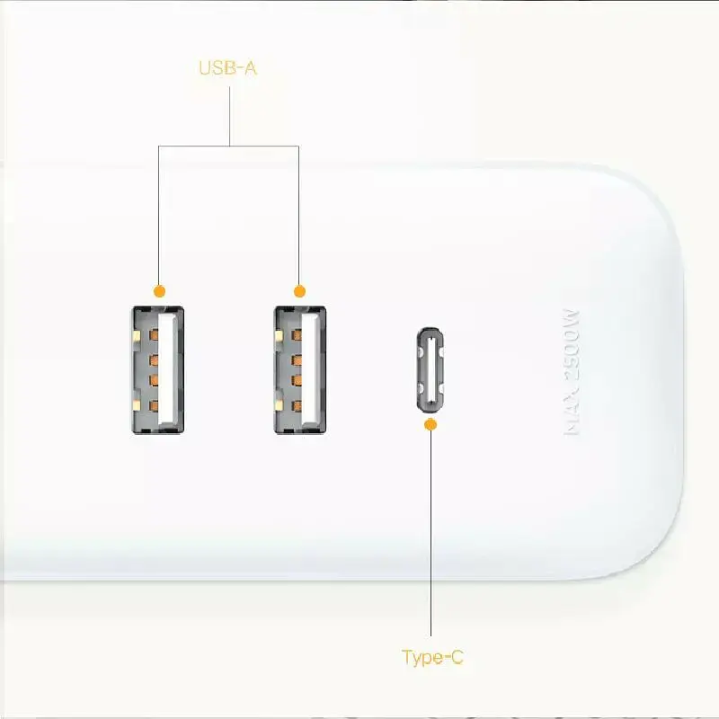 Удлинитель XiaomiXiaomi Power Strip 20W Fast Charge (3 sockets +2 USB+1 TypeC) XMCXB05QM BHR5094CN White EU Plug - фото 3