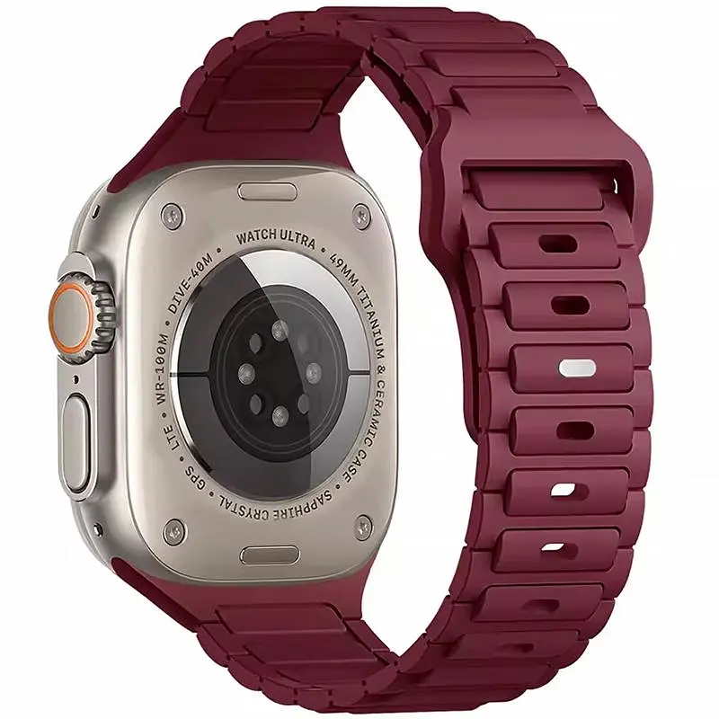 Силіконовий ремінець Defense для Apple Watch 42(ser.1-3)/44/45/46/49mm Wine Red