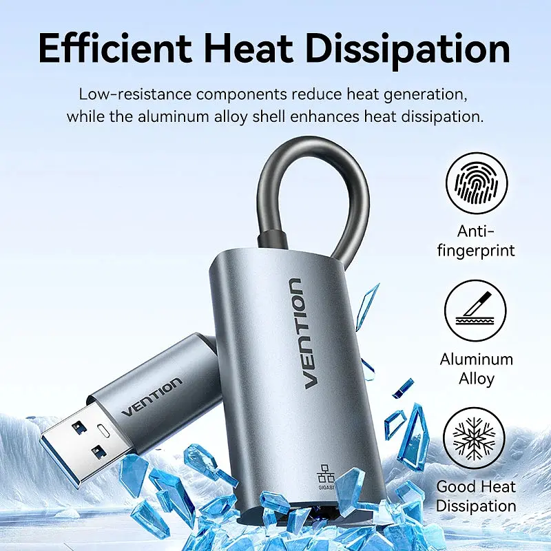 Перехідник USB 3.1 Type-C --> Ethernet RJ45 1000Mb +USB-A adapter сірий Aluminum Alloy Type Vention - фото 6