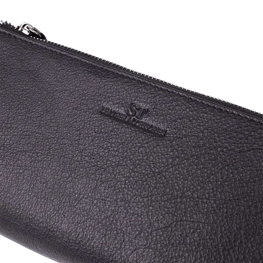Практичний шкіряний гаманець на три відділення ST Leather 23111 чорний - фото 10