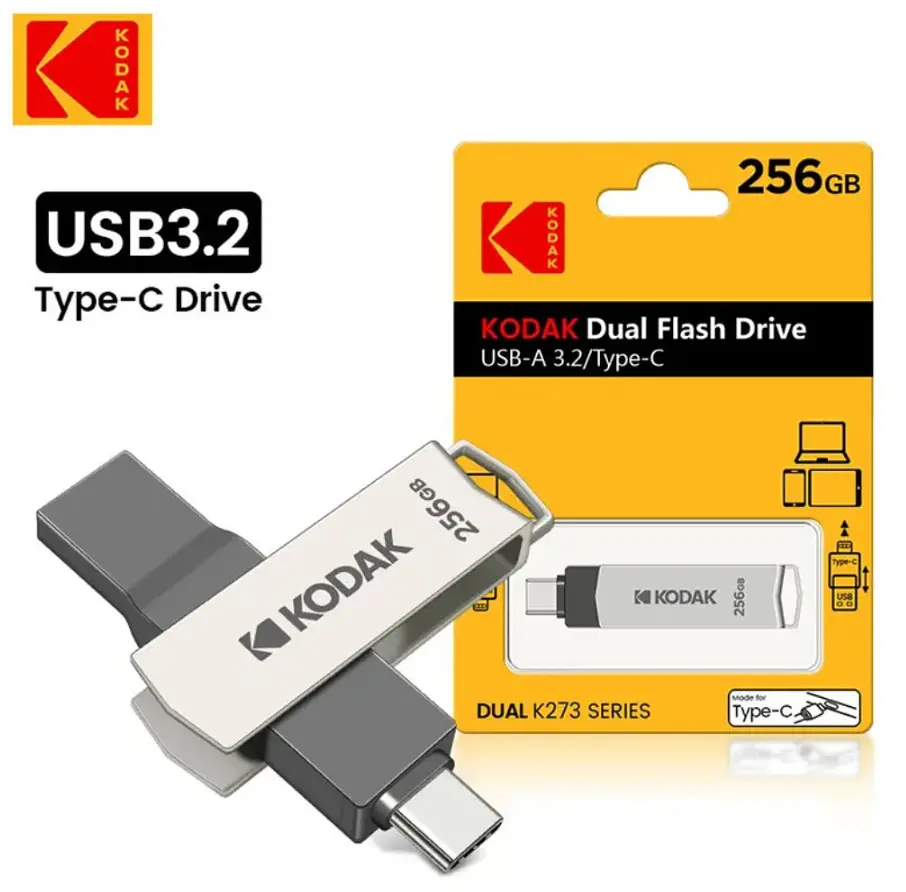 Флешка Kodak 256 ГБ з USB 3.2 та Type-C для швидкої передачі даних Сірий - фото 4