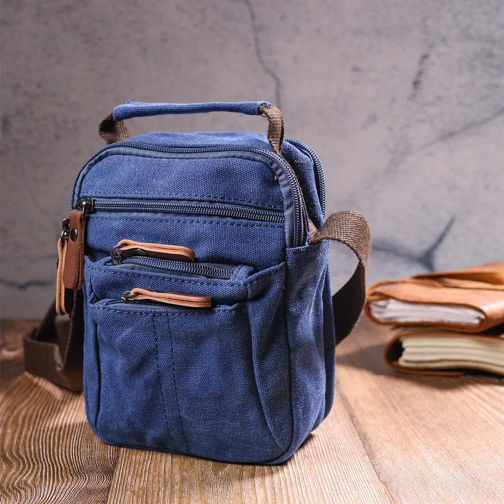 Практична чоловіча сумка із щільного текстилю 15х20х8 см Vintage 15х20х8 см sum0021437 - фото 16