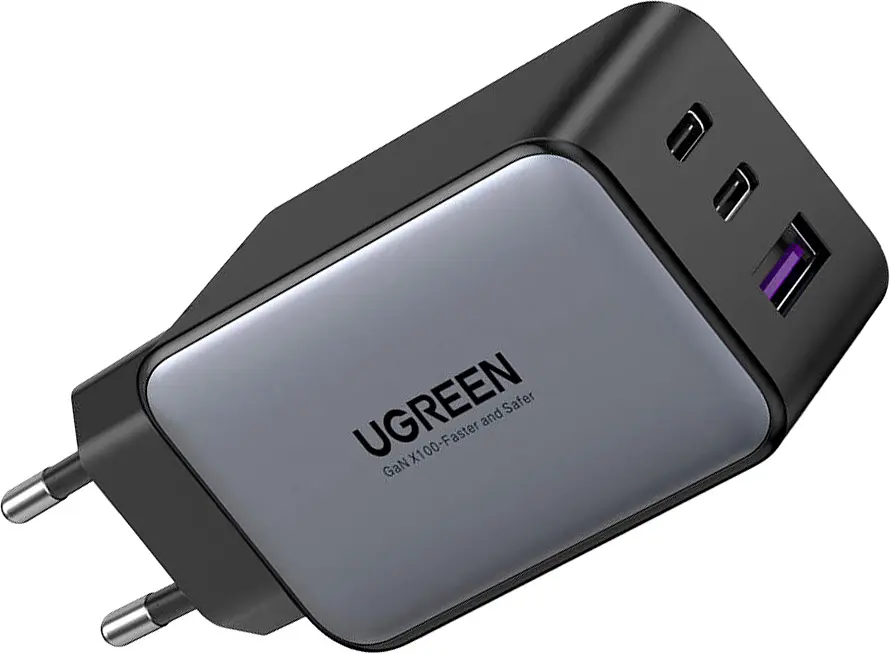 Мережевий зарядний пристрій Ugreen CD244 USB-A + 2xUSB-C 65W GaN Tech Fast Charger Grey [10335] [99277] - фото 3