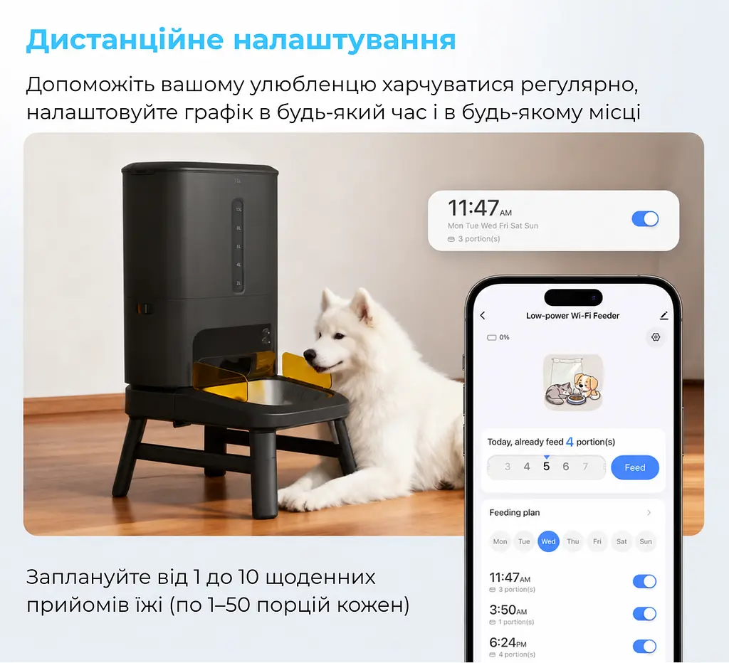 Автоматична годівниця для собак Tikpaws TT02 15 л Wi-Fi, для середніх і великих порід, Чорний - фото 4
