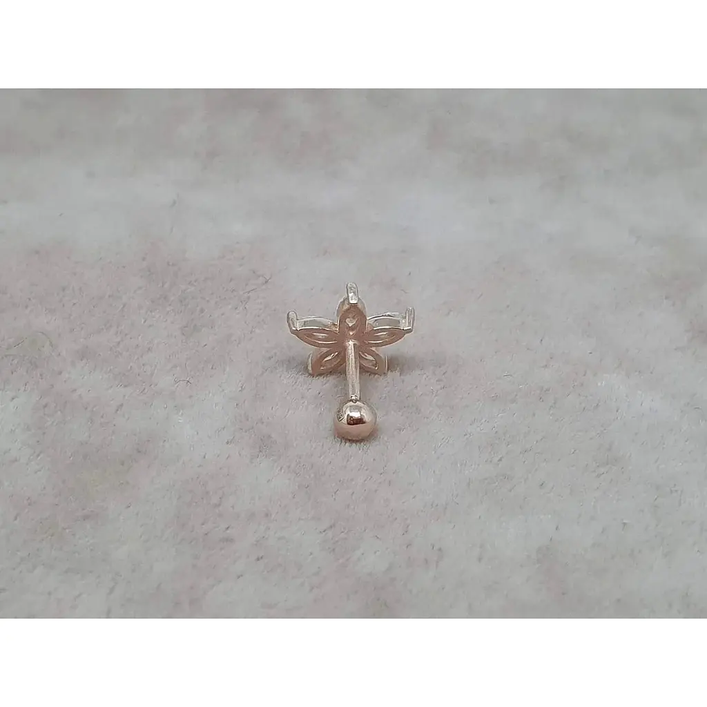 Золота сережка для пірсингу хелікса Ірій Квітка з фіанітами. З40103ШТ - фото 3