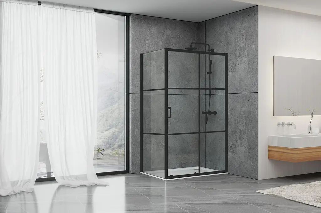 Душова кабіна Dusel EF-185BP + EF181BP Black Matt Paint 1200x800x1900 518582, Чорний матовий, Універсальна, прозрачний, Чорний матовий, 120x80 - фото 4