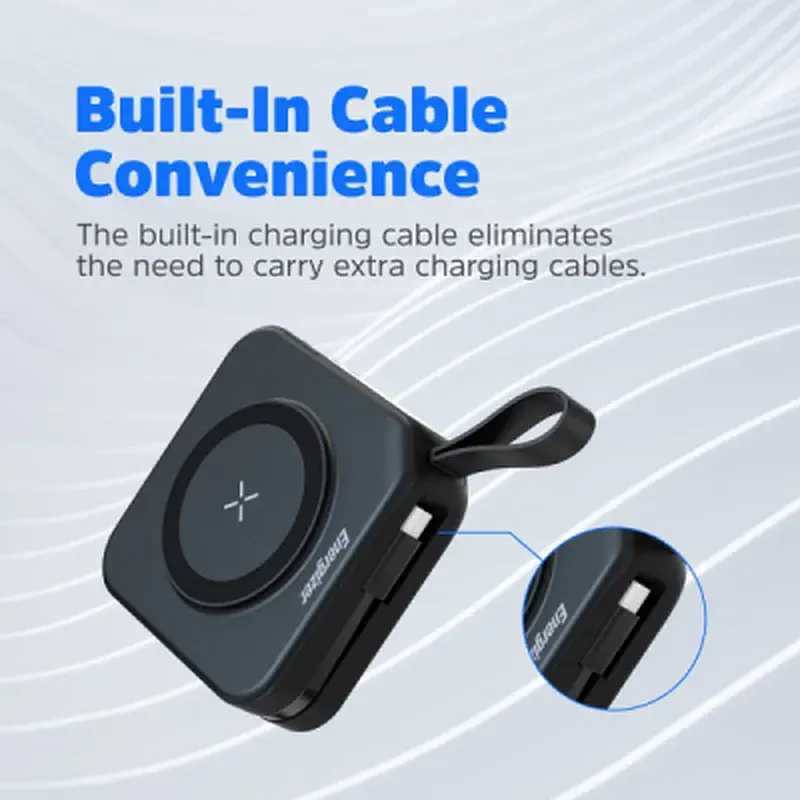 Батарея універсальна Energizer Magnetic Wireless 10000mAh 20W PD, AC зарядка, QI/15W, built-in USB-C (QM10001AC) - фото 12