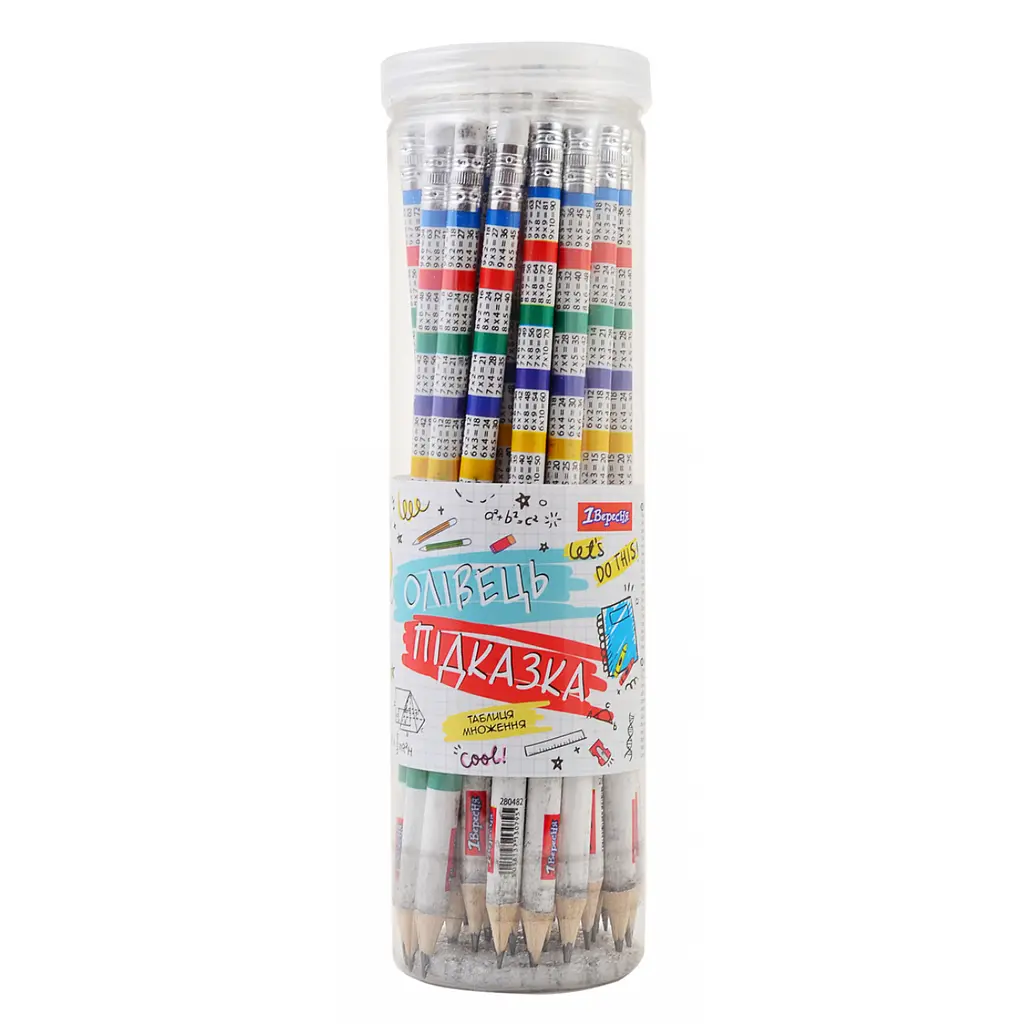 Набір чорнографітних олівців 1 Вересня Таблиця множення з ластиком 36 шт. (280482) - фото 3