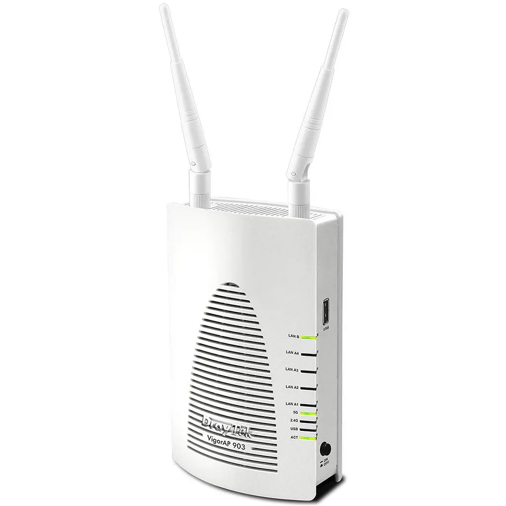 Точка доступу DrayTek Vigor AP 903, FAT AP, PoE, 5 LAN GbE, 1 USB 2.0, WiFi Dual Band 802.11n 400Mb - фото 2
