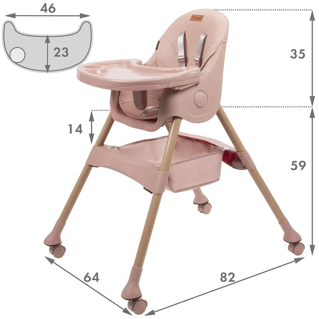 Стульчик для кормления Kidwell Karimi 2 в 1 Pink (5901130091171) - фото 7