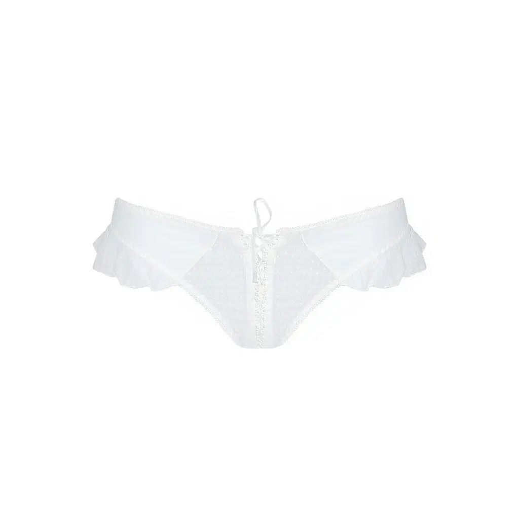 Трусики в горошек с рюшами и шнуровкой Fatin Thong white - Passion L/XL - фото 5