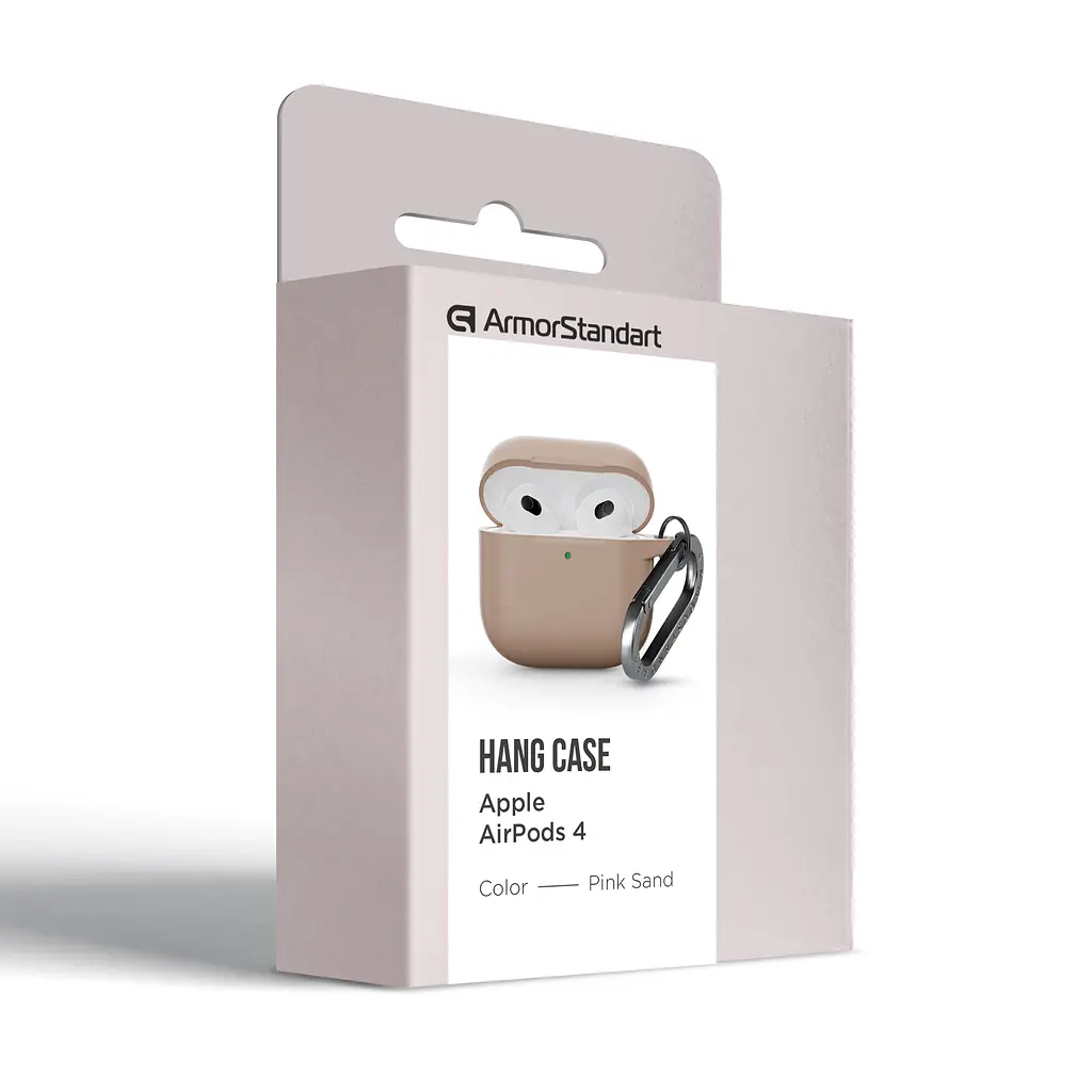 Силіконовий чохол для навушників Apple AirPods 4, Hang Case, пудровий, ультратонкий захисний кейс товщиною 2 мм, захист від подряпин, пилу та ударів, компактний, з карабіном для кріплення, ArmorStandart (ARM81291) - фото 8