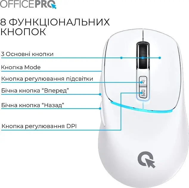 Мышь OfficePro Silent Click Wireless White (M468W) - фото 6