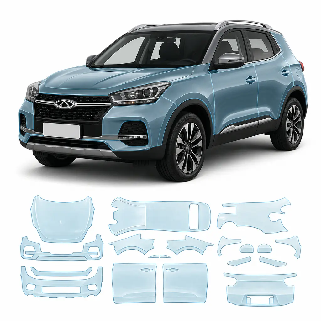 Антигравійна захисна бронеплівка за лекалами для Chery Tiggo 4 I 2017-2022 - повний кузов