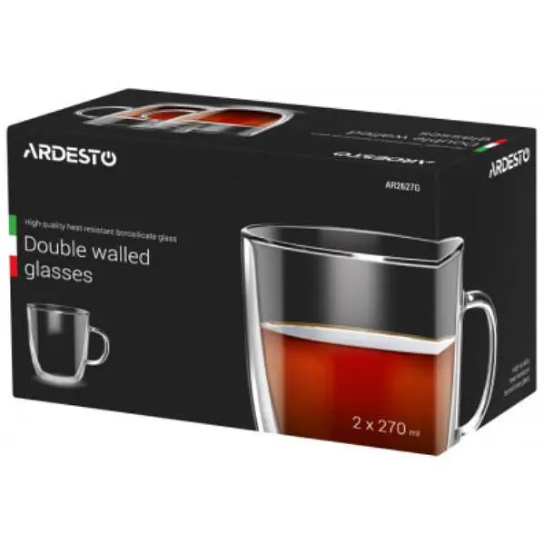 Чашки з подвійними стінками Ardesto 270 мл 2 предмети прозорі (AR2627G)       - фото 2
