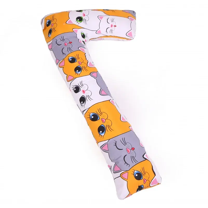 Подушка для беременных и отдыха MirSon Г-образная №5013 Color Line Кот батон 140х40х20 см оранжевая (2200010969641) - фото 2