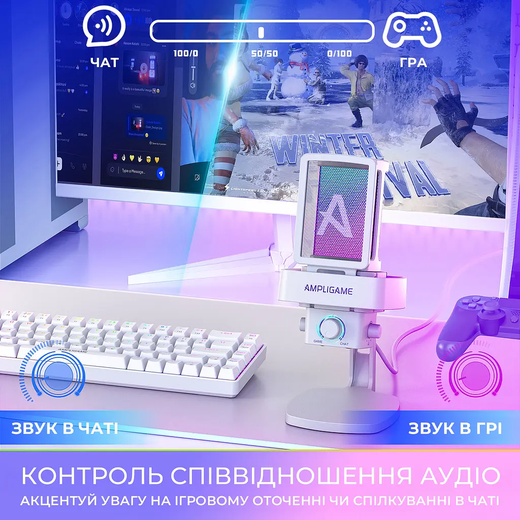 Мікрофон конденсаторний Fifine Ampligame USB White (Q8PROW) - фото 7