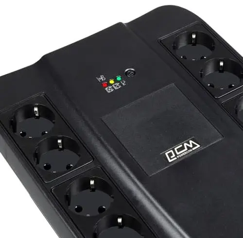 Джерело безперебійного живлення PowerCom SPD-850U Schuko Black, 850 ВА, 510 Вт, лінійно-інтерактивний, AVR, 4+4 розетки (Schuko) - фото 5