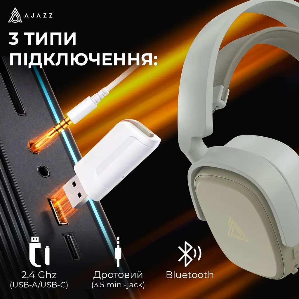 Ігрові навушники Ajazz AHM09 MAX Gray/White (AHM09-MAX-GW) [161112] - фото 8