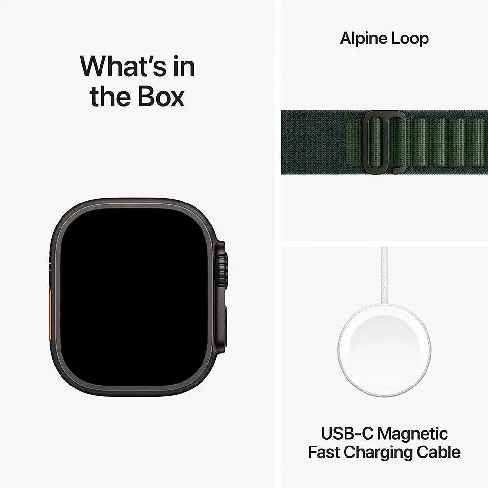 Смарт-годинник Apple Watch Ultra 2 GPS + Cellular 49mm Black Titan. Case w. Dark Green Alpine Loop - Large (MX4T3) - фото 7