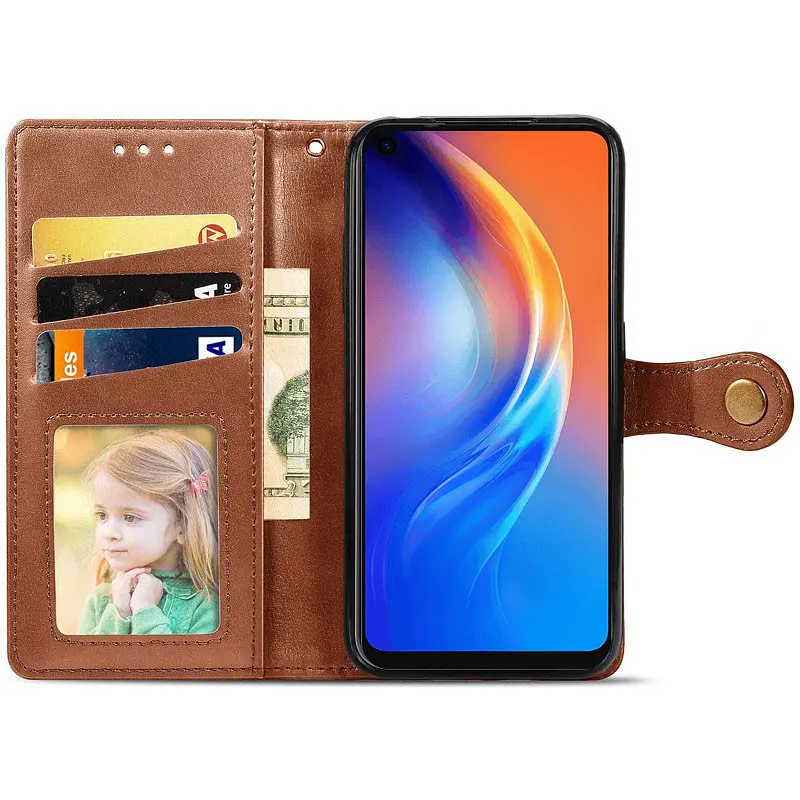 Кожаный чехол-книжка GETMAN Gallant (PU) для Samsung Galaxy A15 4G/5G / M15 5G Коричневый - фото 3