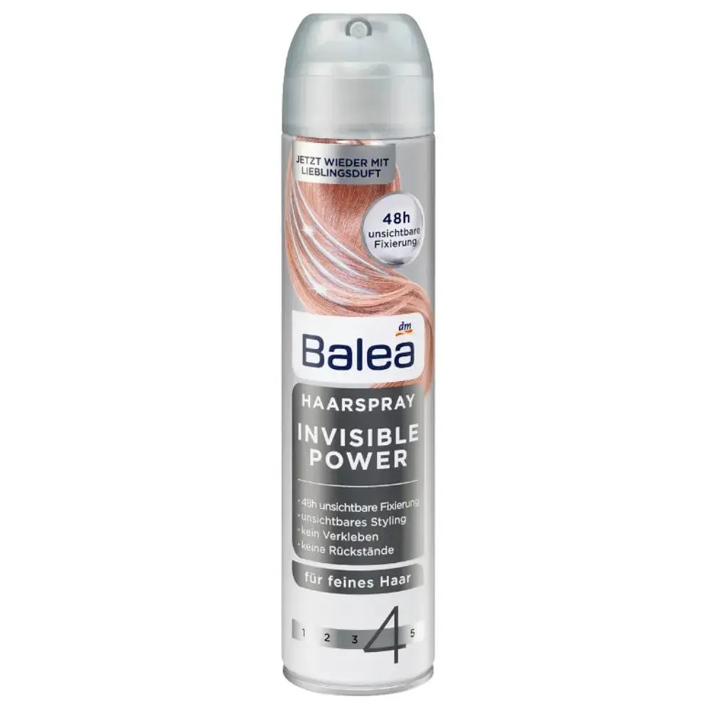 Лак для волосся Balea Invisible Power №4 з UV-захистом і невидимою фіксацією на 48 годин, 300 мл