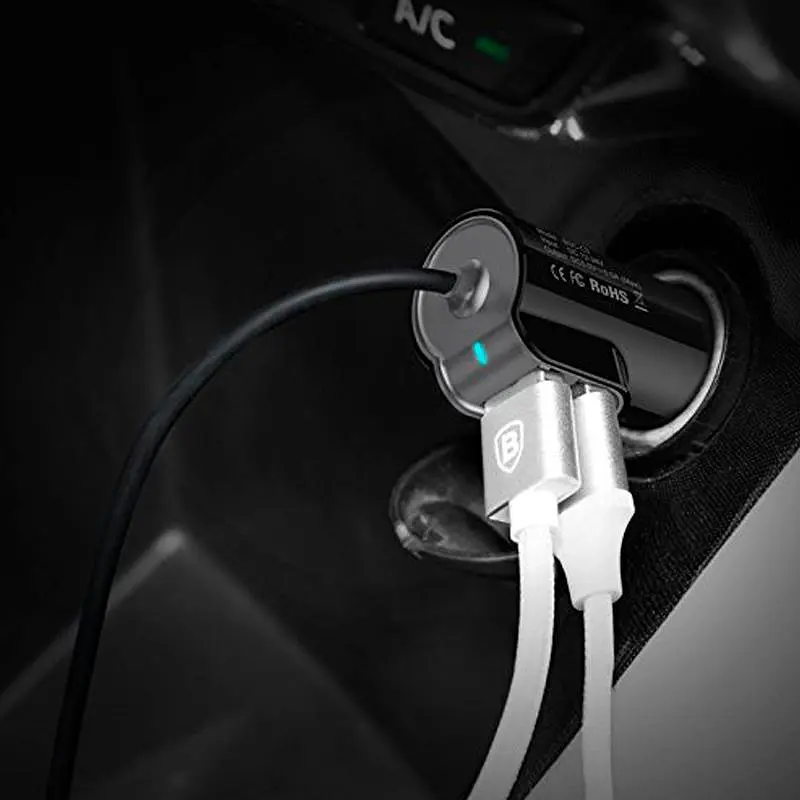 Автомобільний зарядний пристрій Baseus Energy Station 2USB QC 5.5A CCNL-01 Black - фото 6