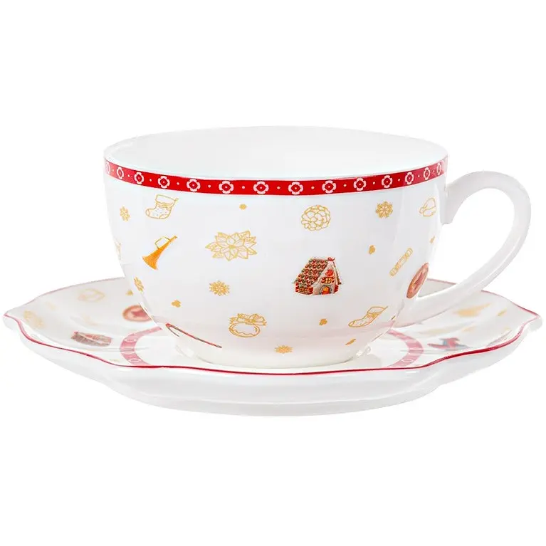 Чайний набір Lefard Christmas Delight, 250 мл, білий з червоним (985-146) - фото 2