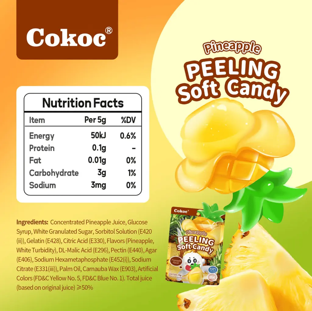 Желейні цукерки Cokoc Peeling Soft Candy Pineapple 75г - фото 5