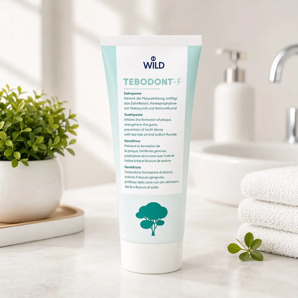 Зубна паста Dr. Wild Tebodont-F для ясен та профілактики нальоту з олією чайного дерева і фторидом 75 мл
