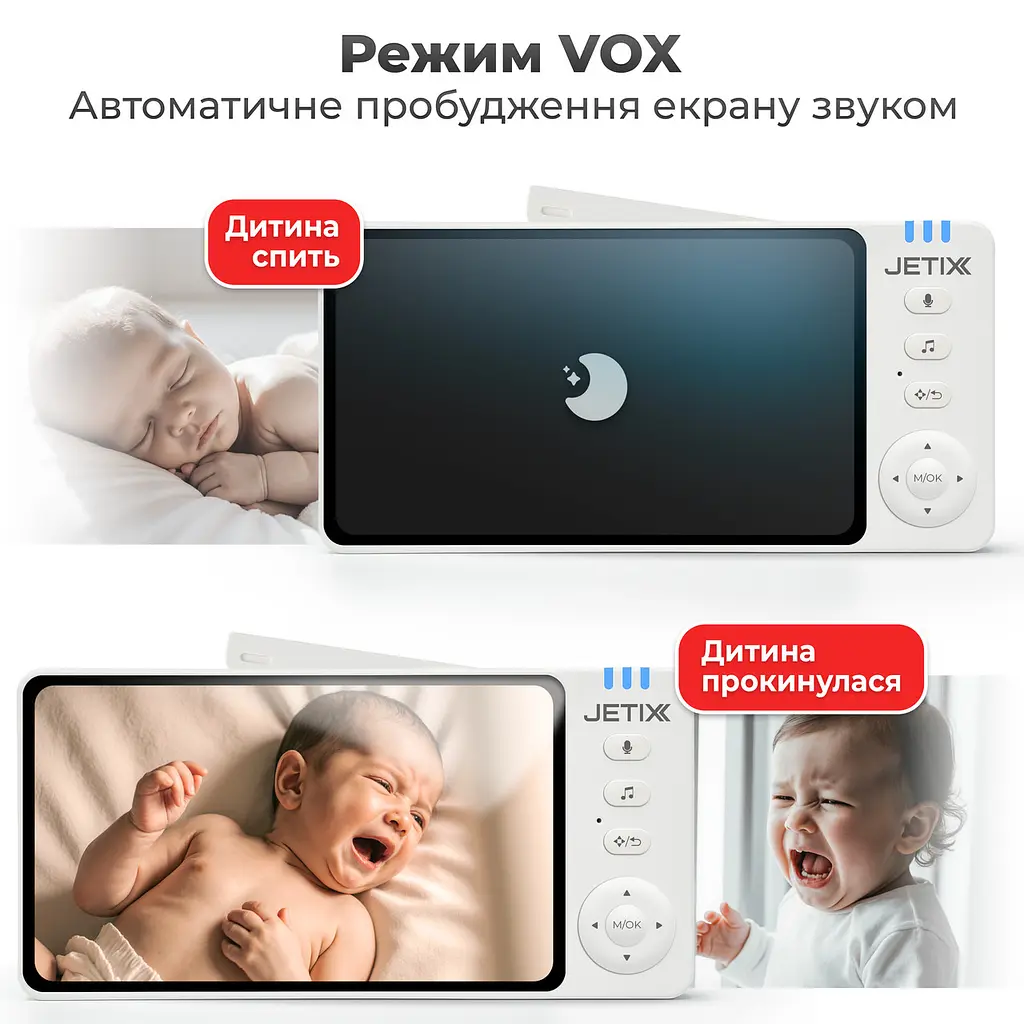 Відеоняня JETIX BabyCam 5 поворотна з двостороннім зв'язком до 300м та 5" HD екраном - фото 4