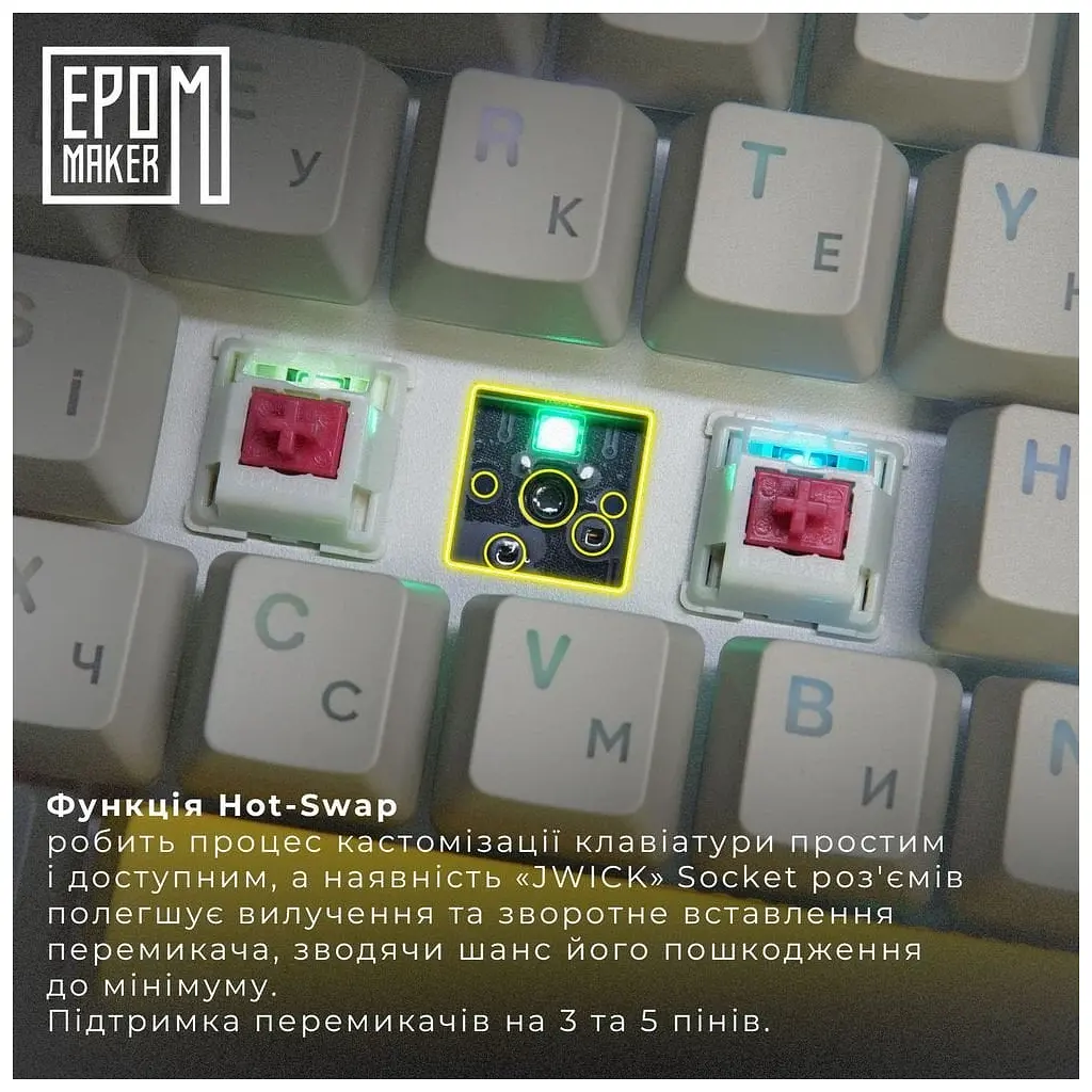 Клавіатура Epomaker EP64 60 Mulan Switch Hot-Swap RGB Wireless/Bluetooth/USB UA Black (EP64-B-M) - фото 10