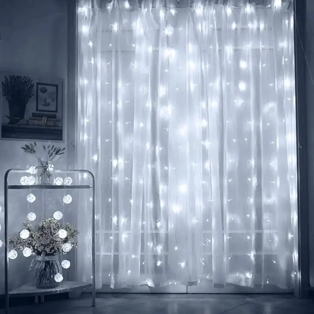 Гирлянда светодиодная от сети Штора CRT-011W 19562 3х2 м 300 LED холодная белая - фото 2