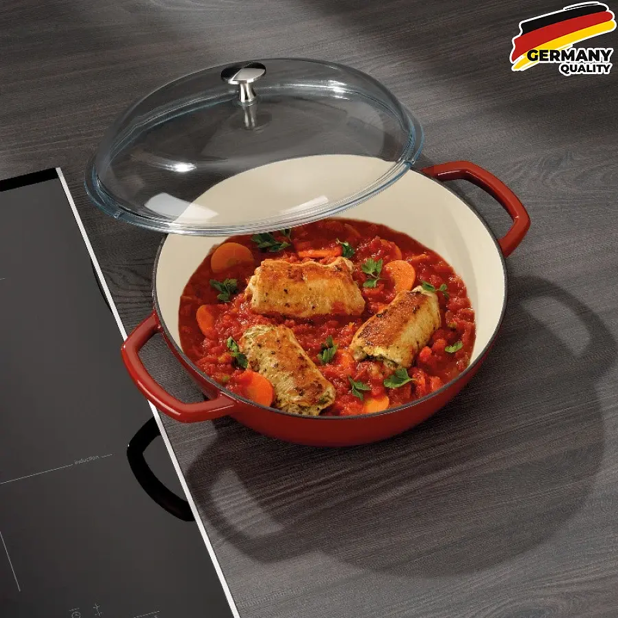 Сотейник Kela Calido чавунний з кришкою 28 см 3.8 л червоний (11964) - фото 3