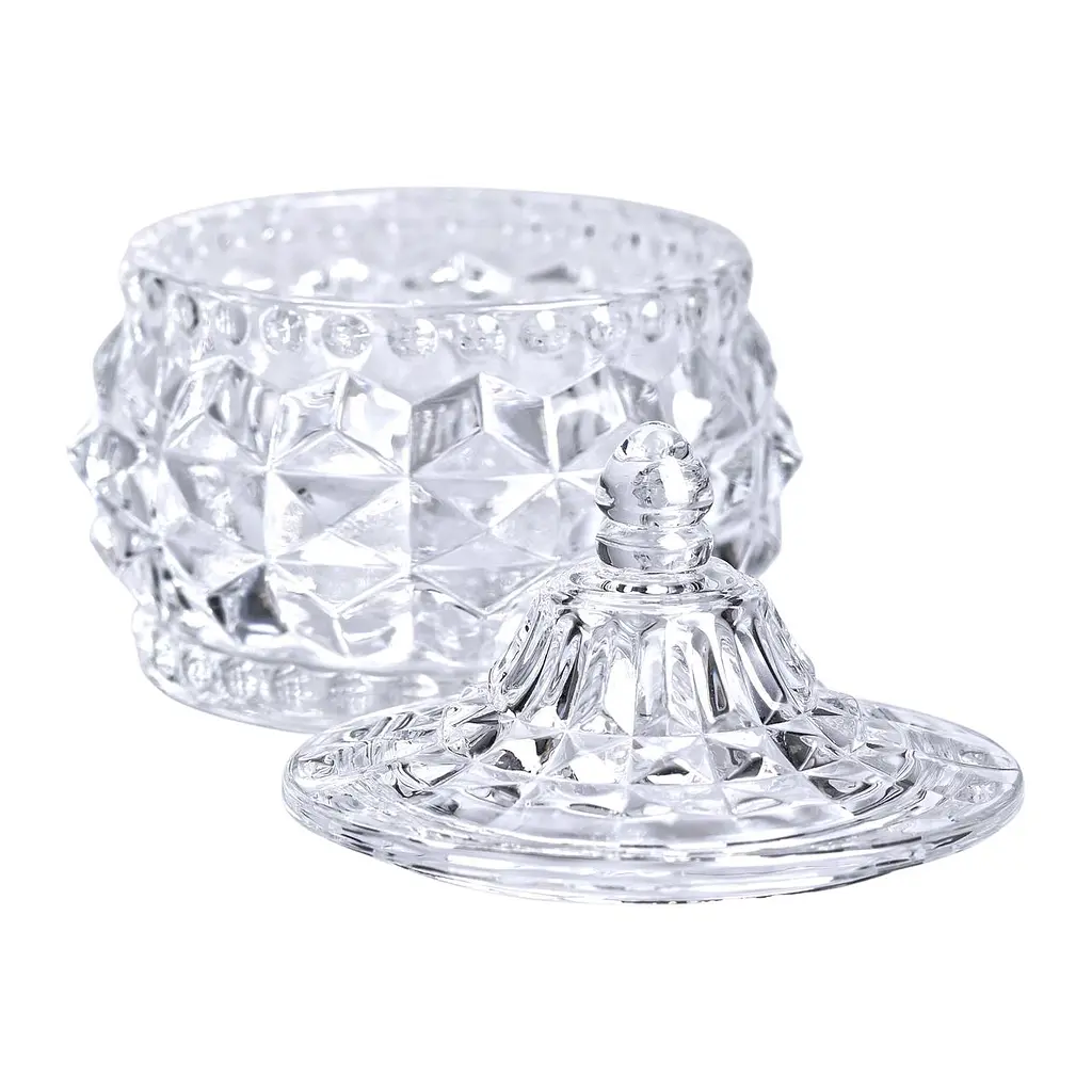 Цукорниця скляна Glass Jay з кришкою в східному стилі, ice flowers Yiwu HP-YH-3 - фото 3