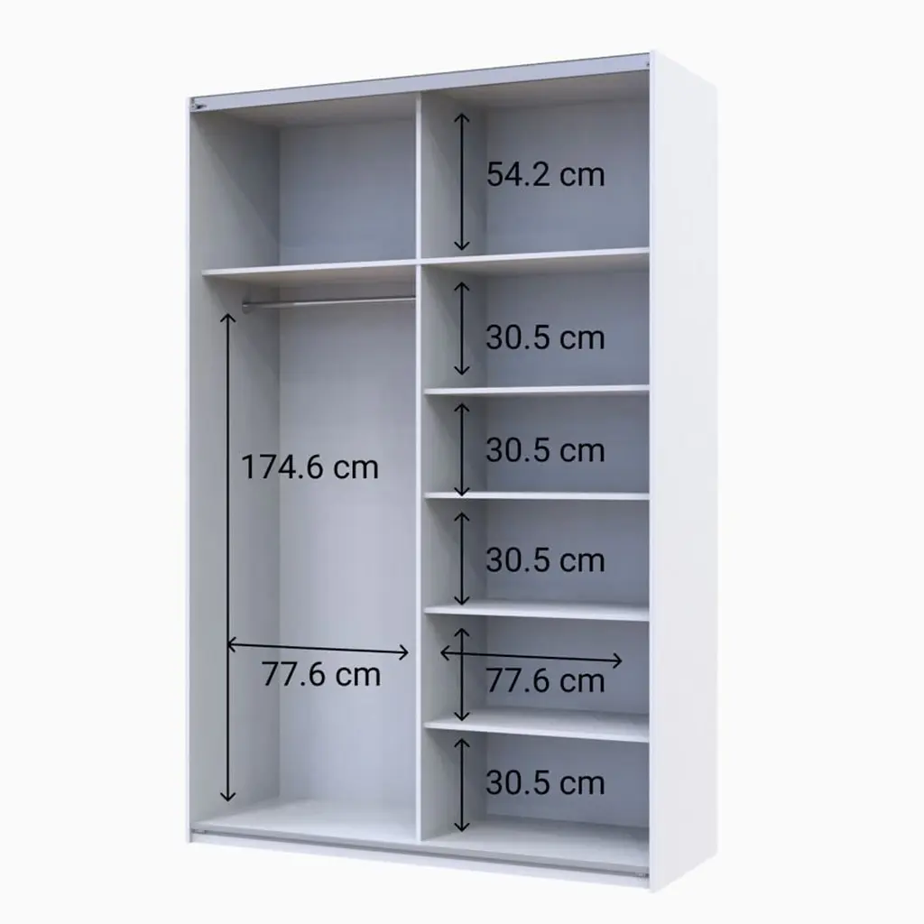 Шафа-купе Doros G-Caiser 1 ДСП/1 дзеркало/3 частини 160х60х240 см Білий (42002103) - фото 2