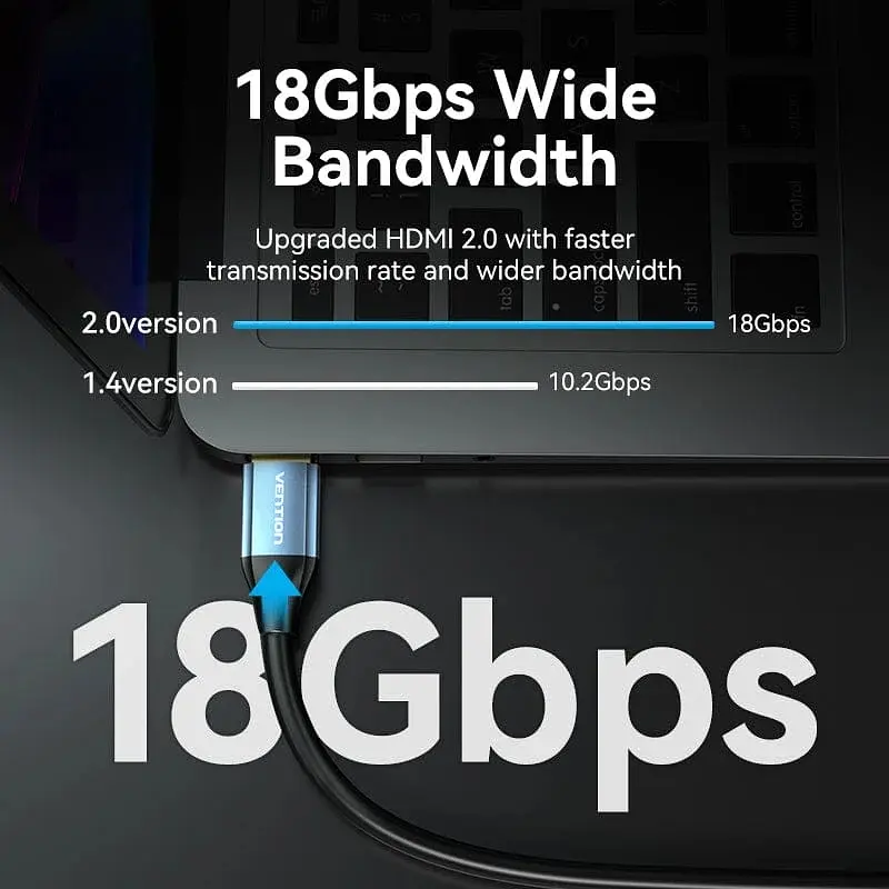 Кабель HDMI M - M, 12.0 м, V1.4, 4K 60Гц,PVC, Aluminum alloy Type синій Vention - фото 6