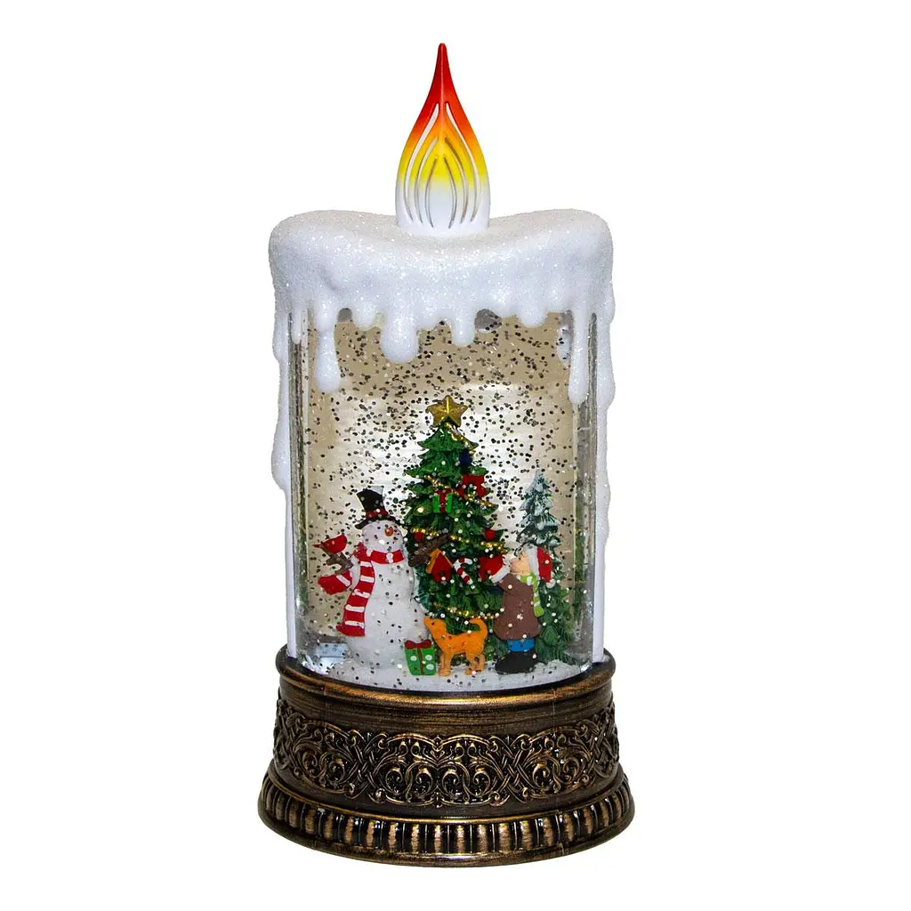 Новорічний нічник зі снігом "Свічка зі сніговиком" XMAS WDL-23016, різдвяний світильник на батарейках - фото 3