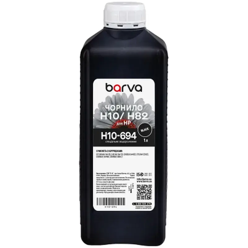 Чорнило Barva HP 10/13/82/88 1L black, water-soluble (H10-694)